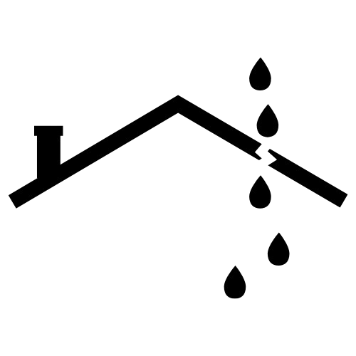 A logo image of a roof leaking.